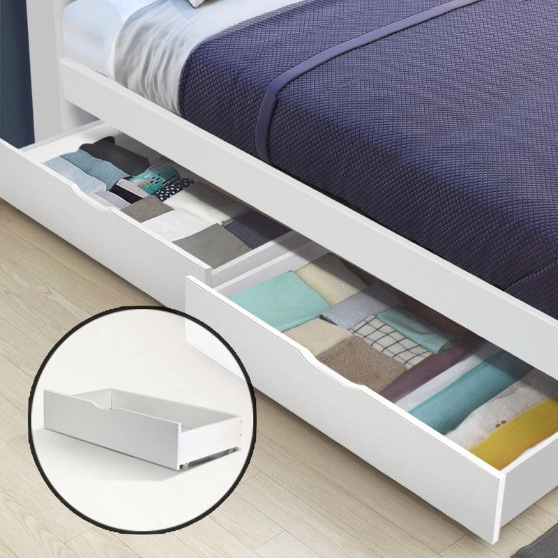 Artiss Set of 2 Bed Frame Storage Drawers Timber Trundle for Wooden Bed Frame Base White - John Cootes