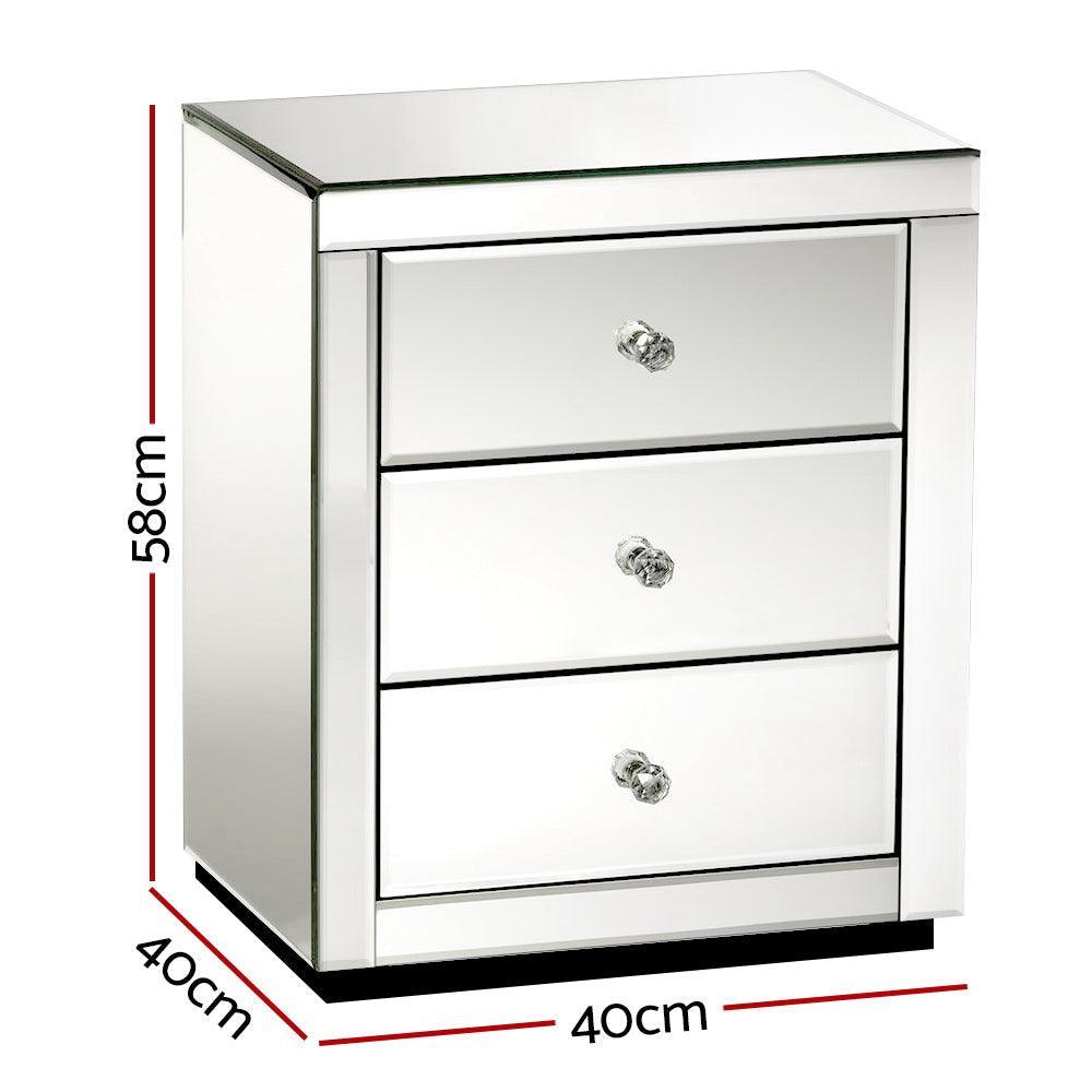 Artiss Set of 2 Bedside Tables Drawers Mirrored Side End Table Cabinet Nightstand - John Cootes