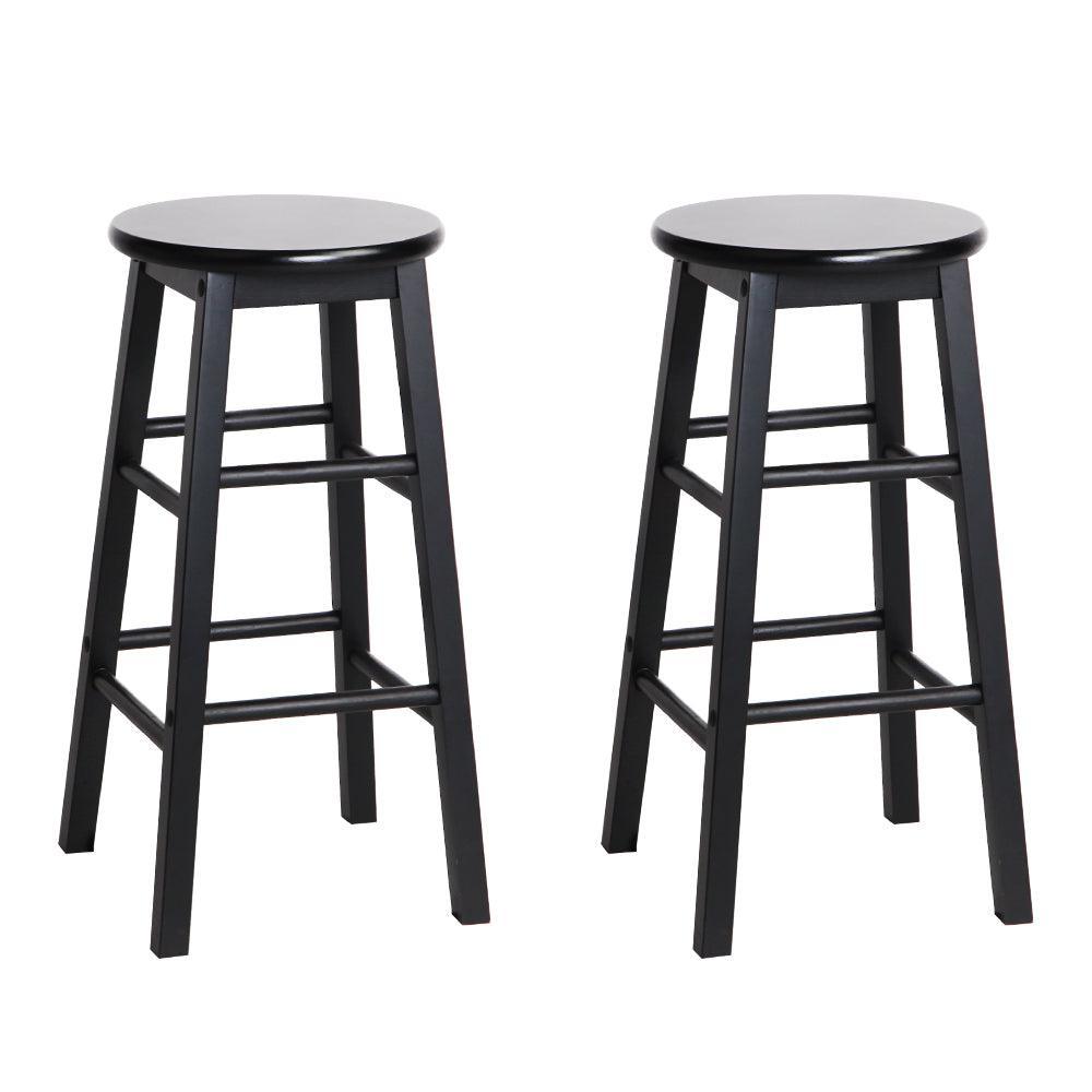 Artiss Set of 2 Beech Wood Backless Bar Stools - Black - John Cootes