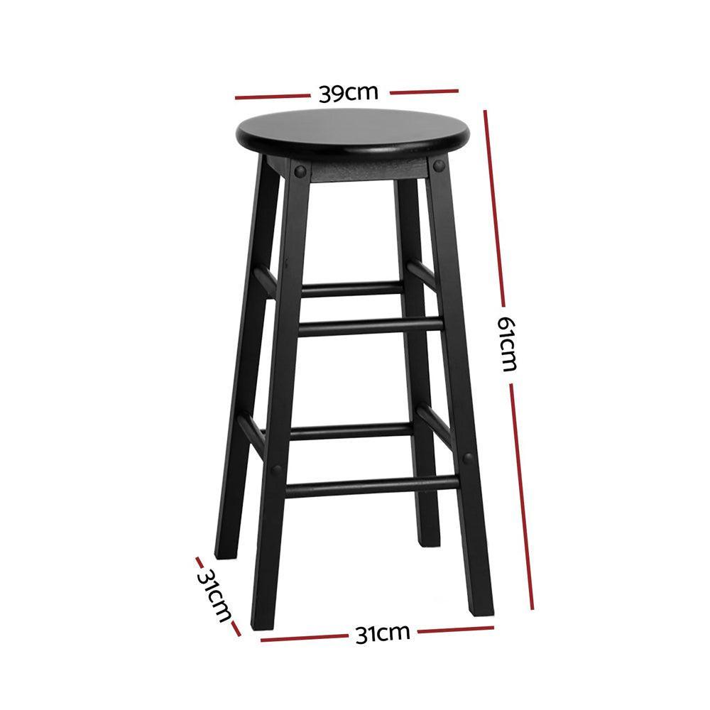 Artiss Set of 2 Beech Wood Backless Bar Stools - Black - John Cootes