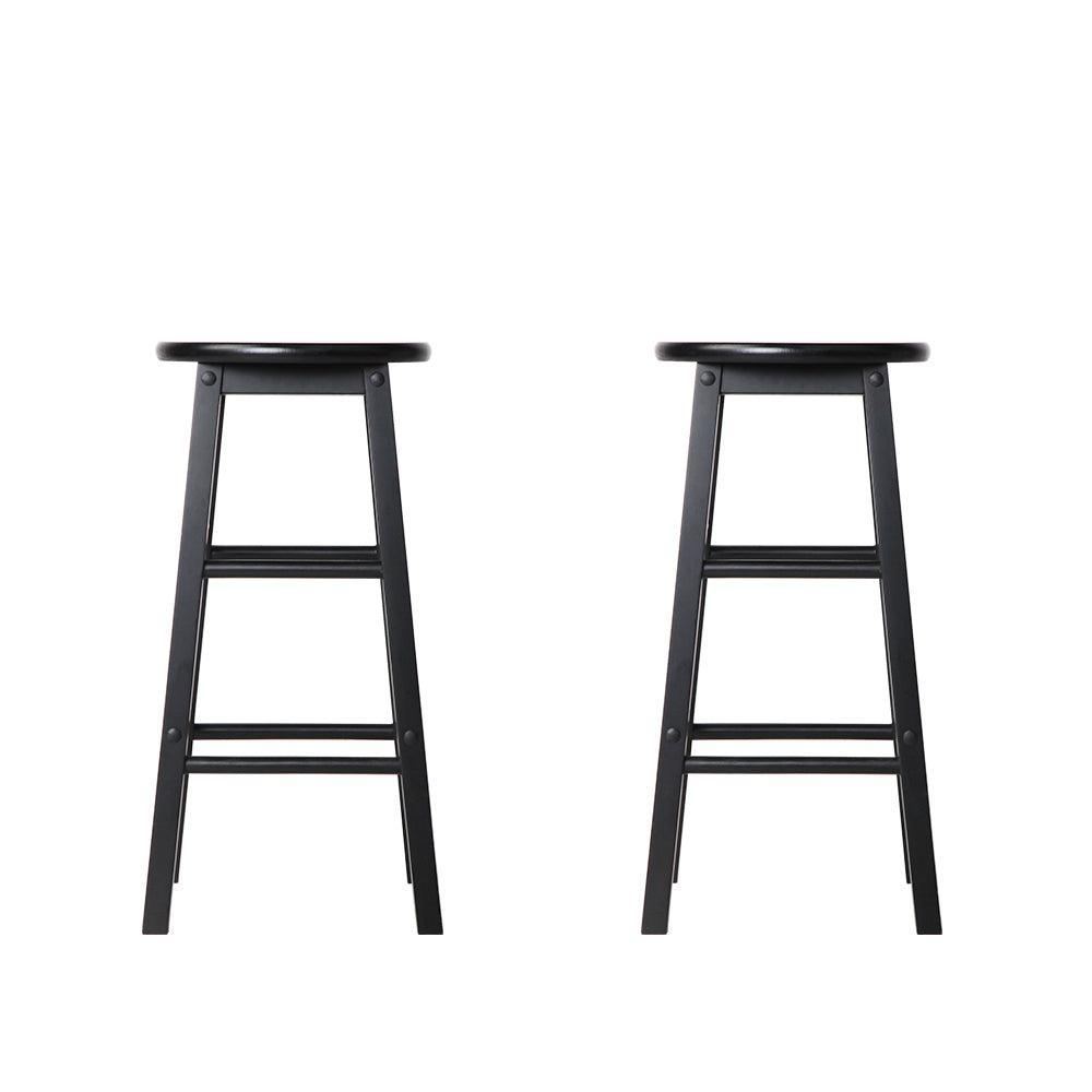 Artiss Set of 2 Beech Wood Backless Bar Stools - Black - John Cootes