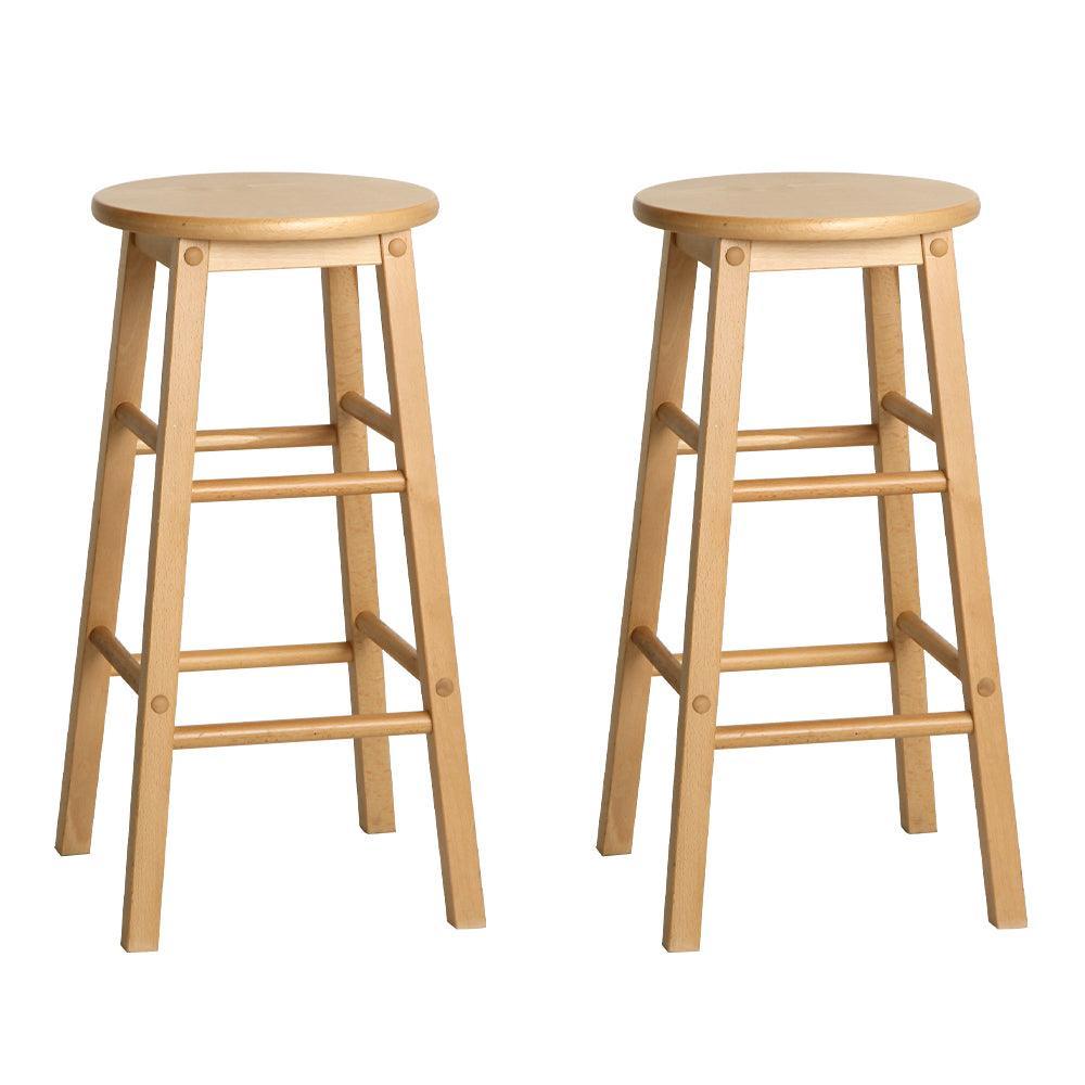 Artiss Set of 2 Beech Wood Backless Bar Stools - Natural - John Cootes