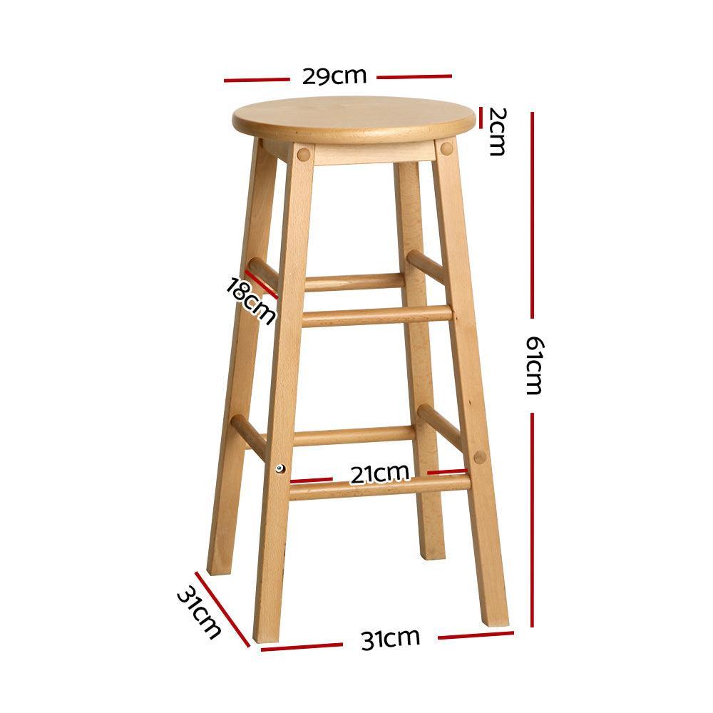 Artiss Set of 2 Beech Wood Backless Bar Stools - Natural - John Cootes