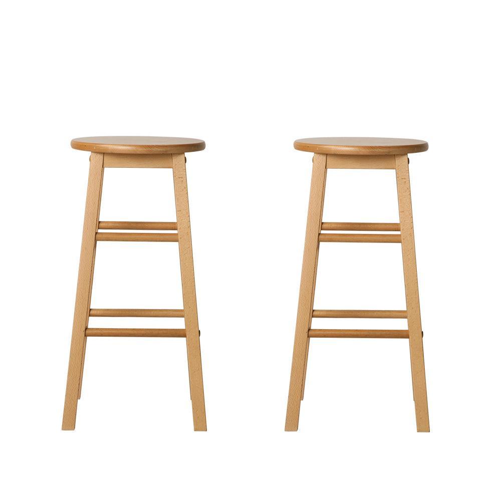 Artiss Set of 2 Beech Wood Backless Bar Stools - Natural - John Cootes