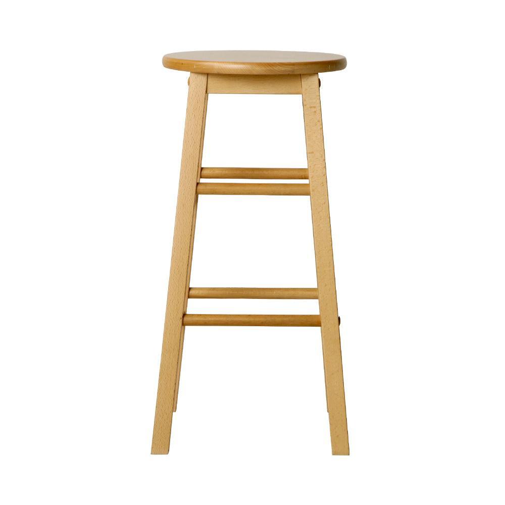 Artiss Set of 2 Beech Wood Backless Bar Stools - Natural - John Cootes