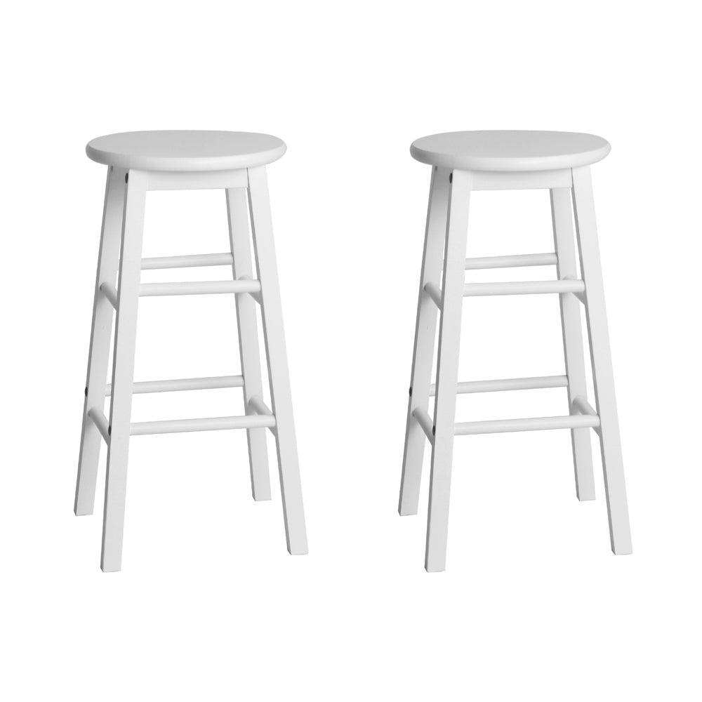 Artiss Set of 2 Beech Wood Backless Bar Stools - White - John Cootes