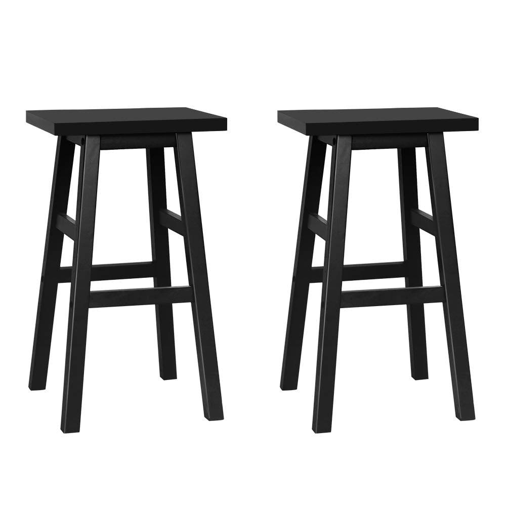 Artiss Set of 2 Beech Wood Bar Stools - Black - John Cootes