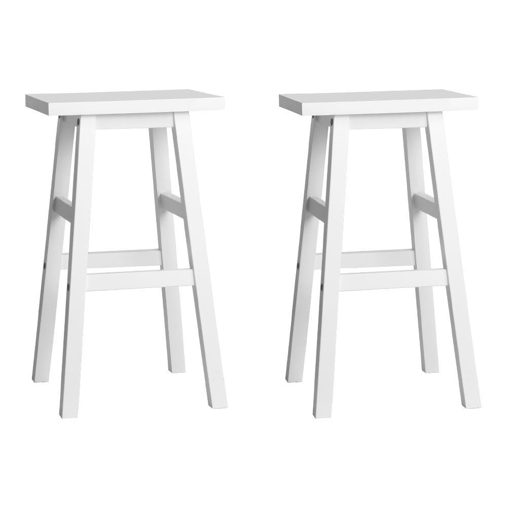 Artiss Set of 2 Beech Wood Bar Stools - White - John Cootes