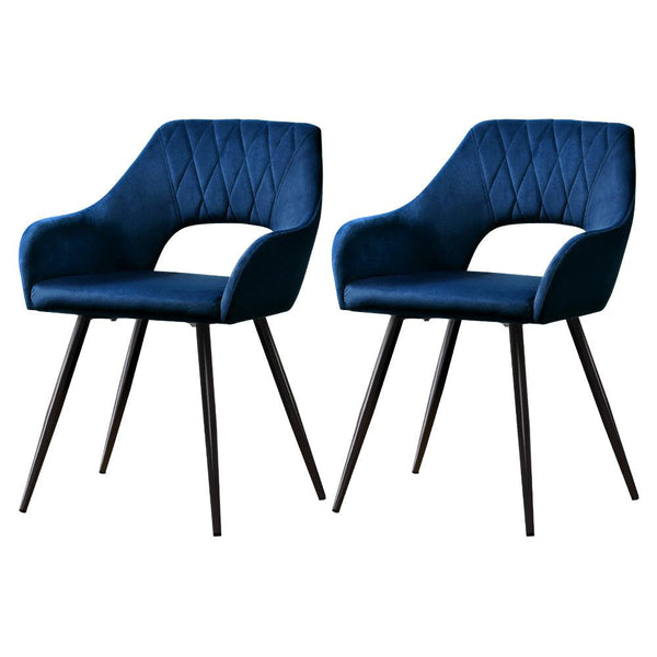 Artiss Set of 2 Caitlee Dining Chairs Kitchen Chairs Velvet Upholstered Blue - John Cootes