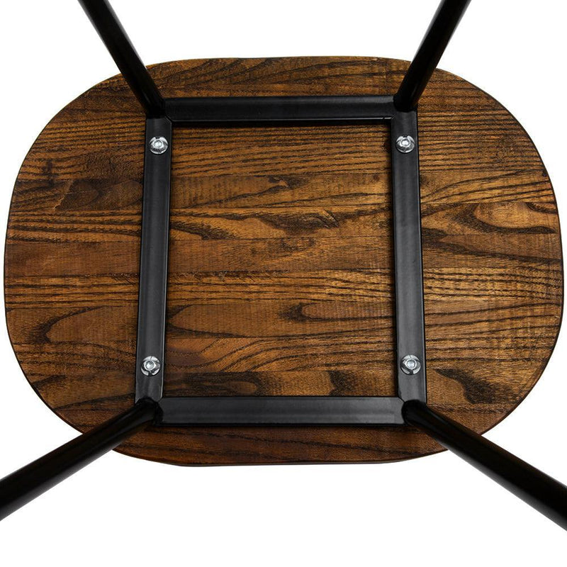 Artiss Set of 2 Elm Wood Backless Bar Stools 65cm - Black and Dark Natural - John Cootes