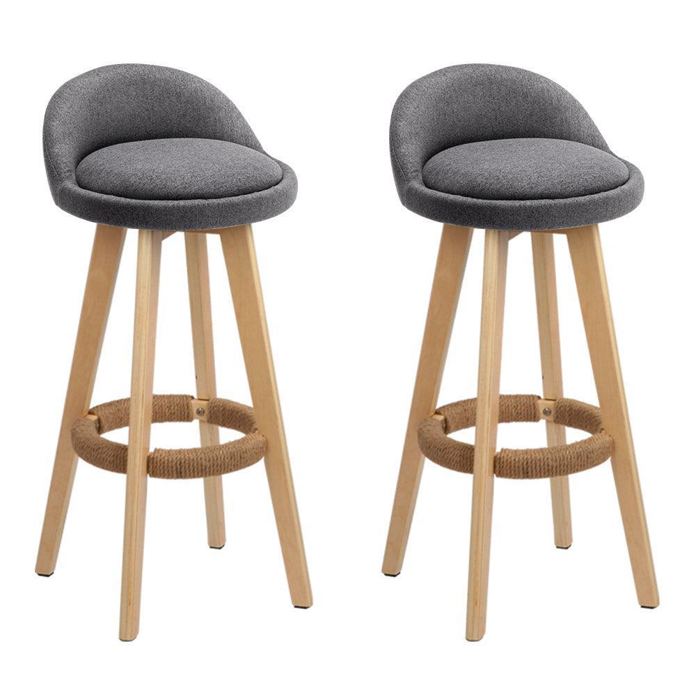 Artiss Set of 2 Fabric Backrest Bar Stools - Grey - John Cootes