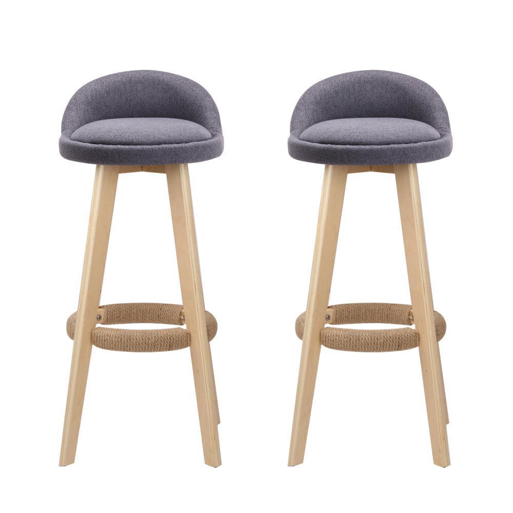 Artiss Set of 2 Fabric Backrest Bar Stools - Grey - John Cootes