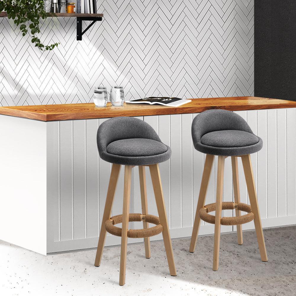 Artiss Set of 2 Fabric Backrest Bar Stools - Grey - John Cootes