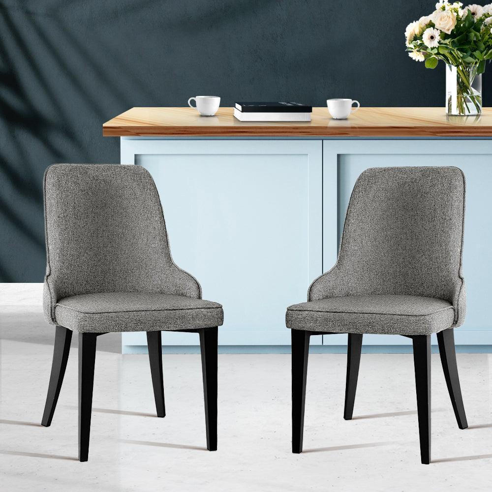 Artiss Set of 2 Fabric Dining Chairs - Grey - John Cootes