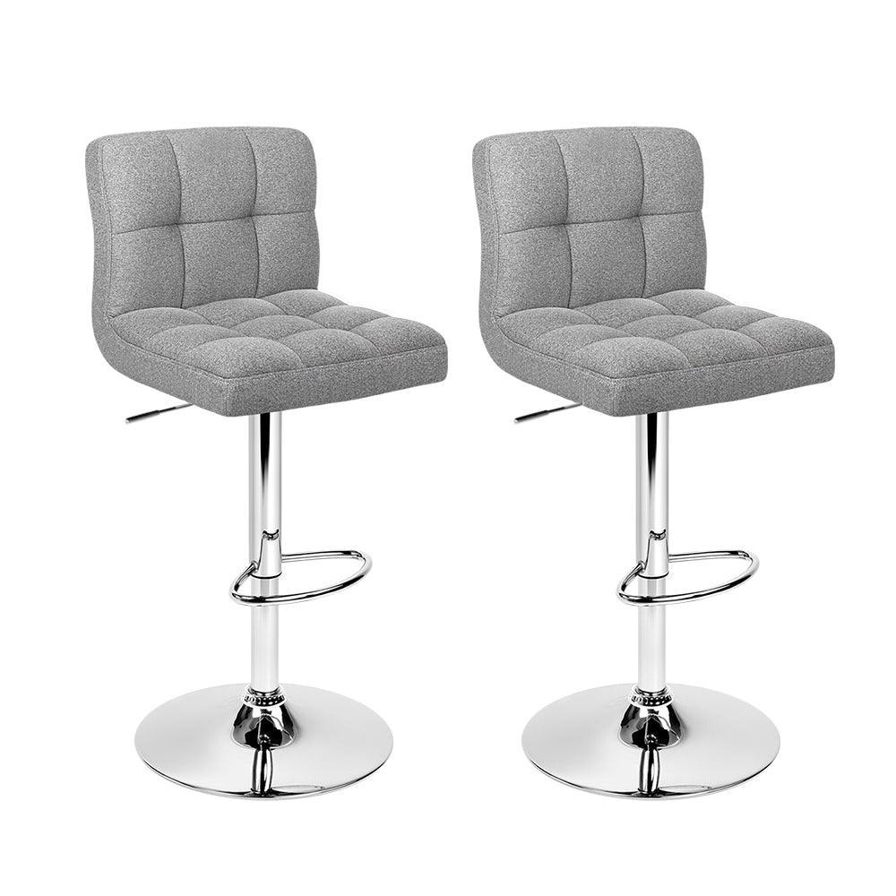 Artiss Set of 2 Fabric Swivel Bar Stools - Grey - John Cootes