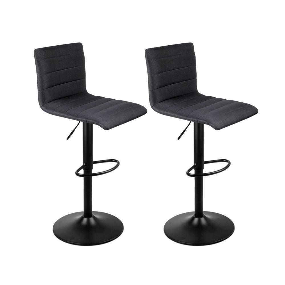 Artiss Set of 2 Faux Linen Bar Stools - Black - John Cootes