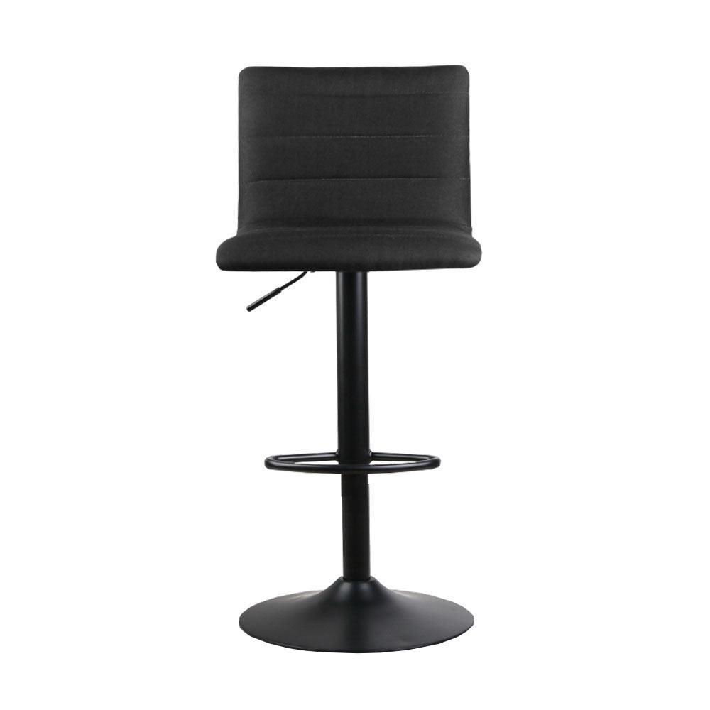 Artiss Set of 2 Faux Linen Bar Stools - Black - John Cootes