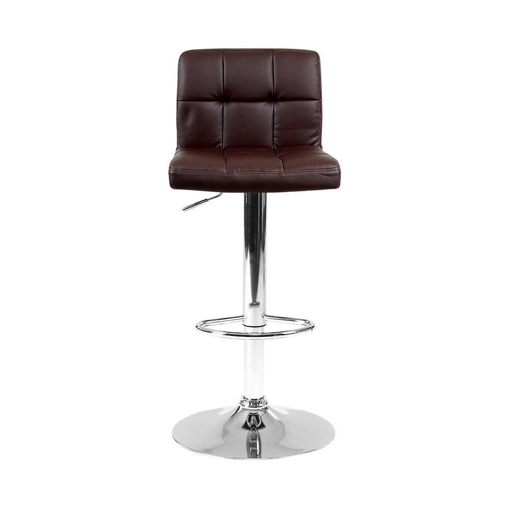 Artiss Set of 2 Gas Lift Bar Stools PU Leather - Chocolate Brown - John Cootes