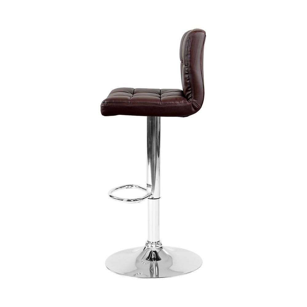 Artiss Set of 2 Gas Lift Bar Stools PU Leather - Chocolate Brown - John Cootes