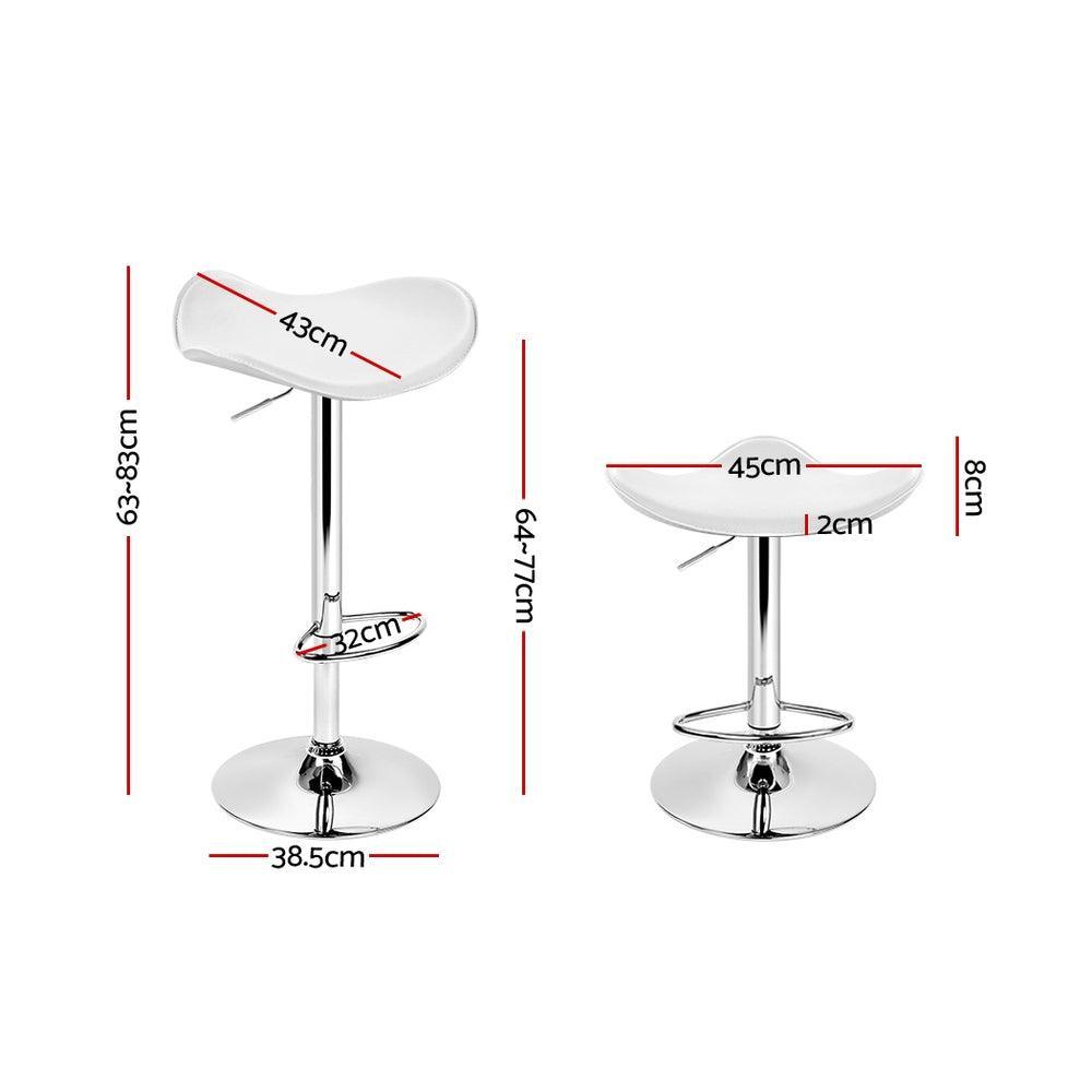 Artiss Set of 2 Gas Lift Bar Stools PU Leather - White and Chrome - John Cootes