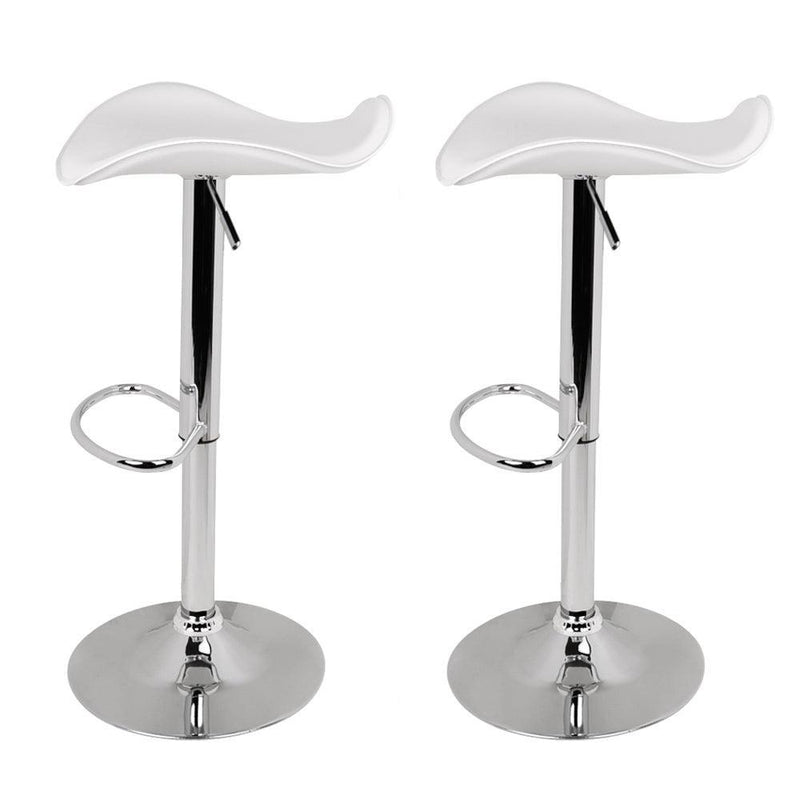 Artiss Set of 2 Gas Lift Bar Stools PU Leather - White and Chrome - John Cootes