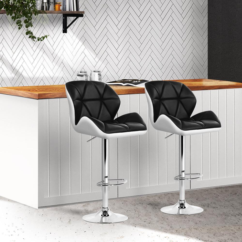 Artiss Set of 2 Kitchen Bar Stools - White, Black and Chrome - John Cootes