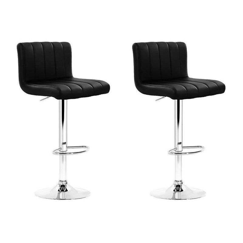 Artiss Set of 2 Line Style PU Leather Bar Stools - Black - John Cootes