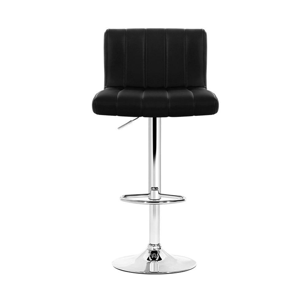 Artiss Set of 2 Line Style PU Leather Bar Stools - Black - John Cootes