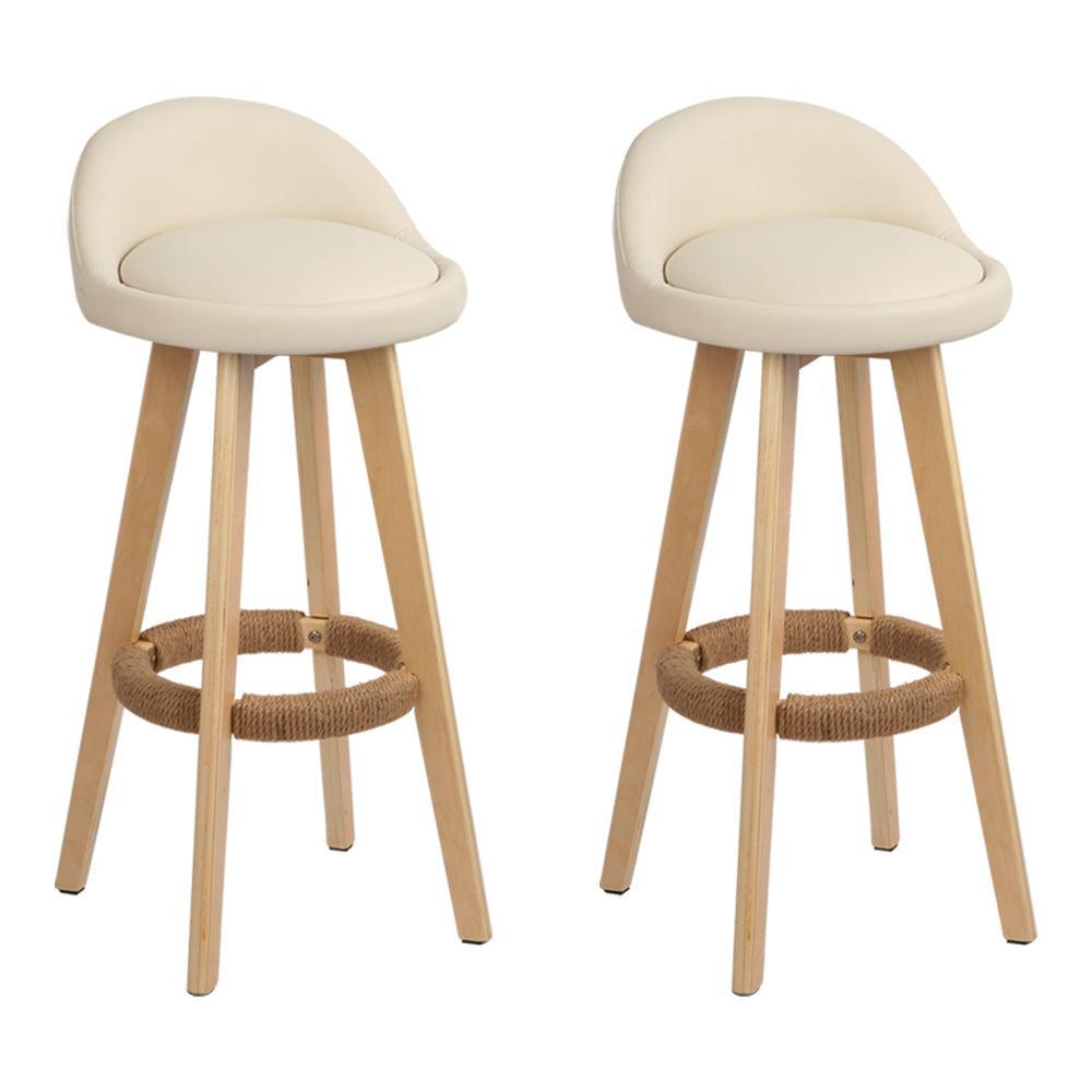 Artiss Set of 2 PU Leather Backrest Bar Stools - Beige - John Cootes