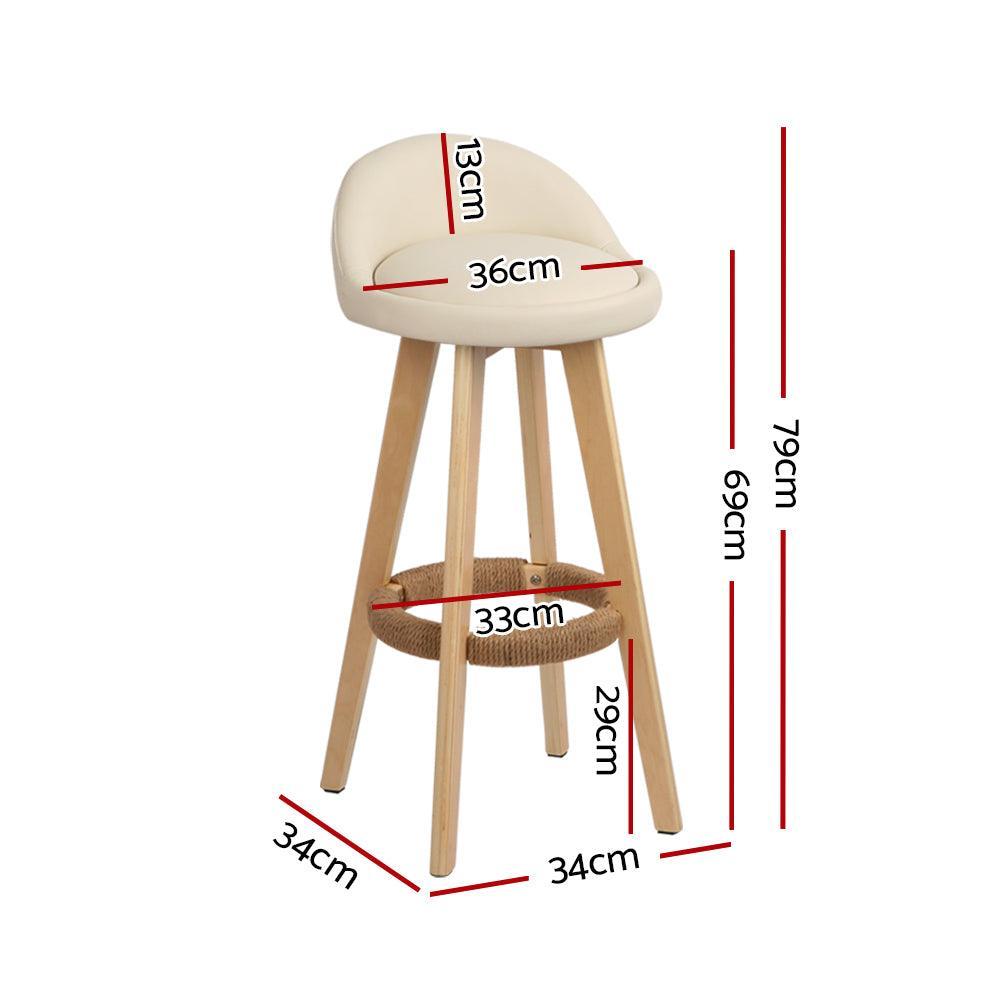 Artiss Set of 2 PU Leather Backrest Bar Stools - Beige - John Cootes