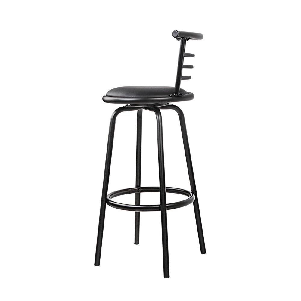 Artiss Set of 2 PU Leather Bar Stools - Black and Steel - John Cootes