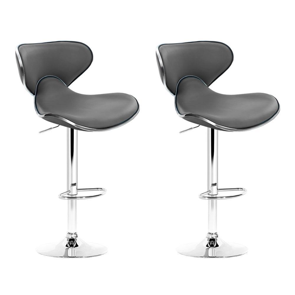 Artiss Set of 2 PU Leather Bar Stools - Grey - John Cootes