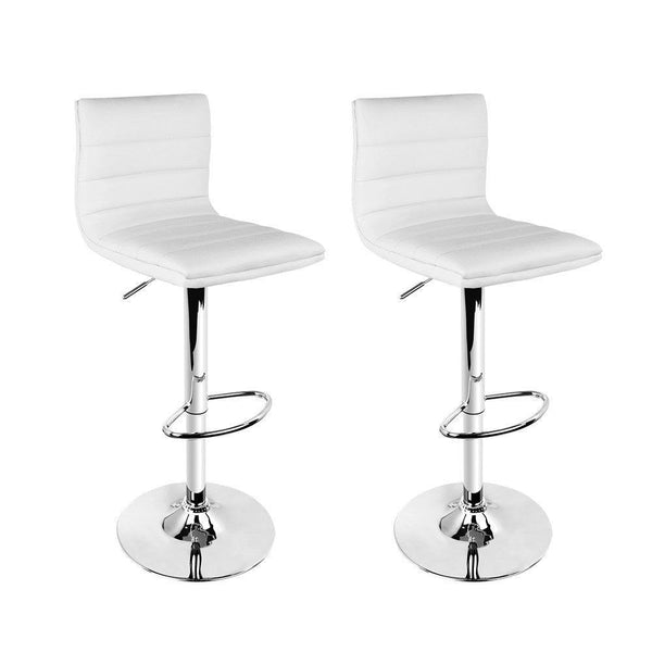 Artiss Set of 2 PU Leather Bar Stools Padded Line Style - White - John Cootes