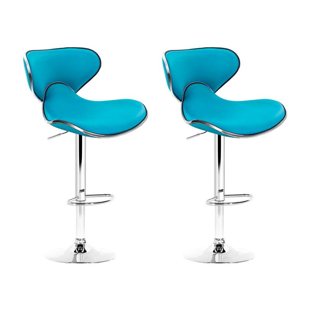 Artiss Set of 2 PU Leather Bar Stools - Teal Blue - John Cootes