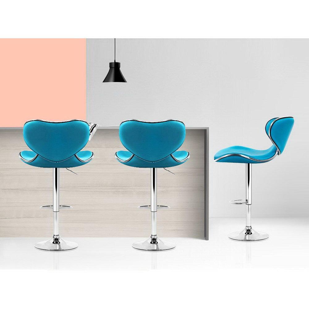 Artiss Set of 2 PU Leather Bar Stools - Teal Blue - John Cootes