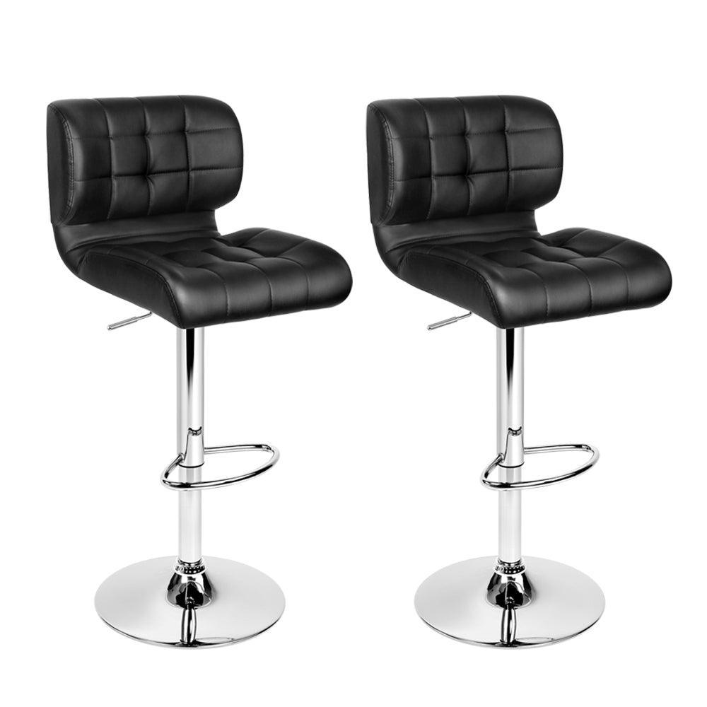 Artiss Set of 2 PU Leather Gas Lift Bar Stools - Black and Chrome - John Cootes