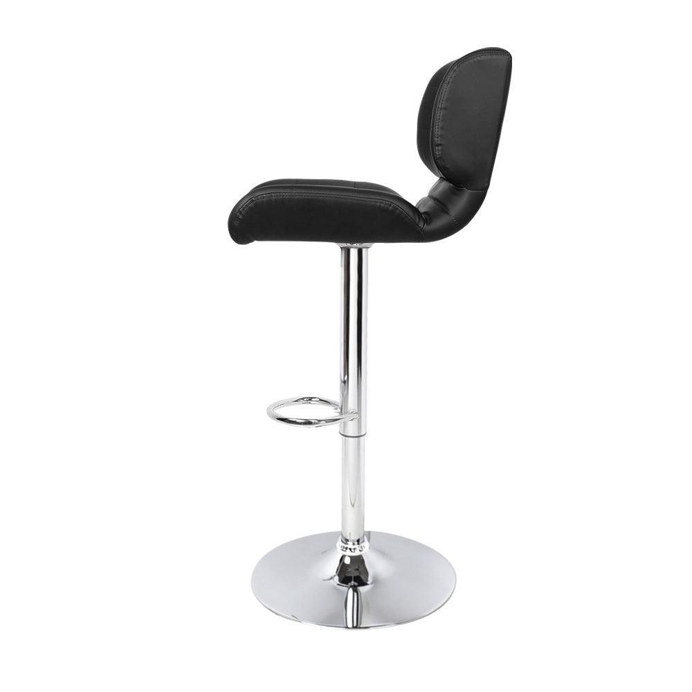 Artiss Set of 2 PU Leather Gas Lift Bar Stools - Black and Chrome - John Cootes