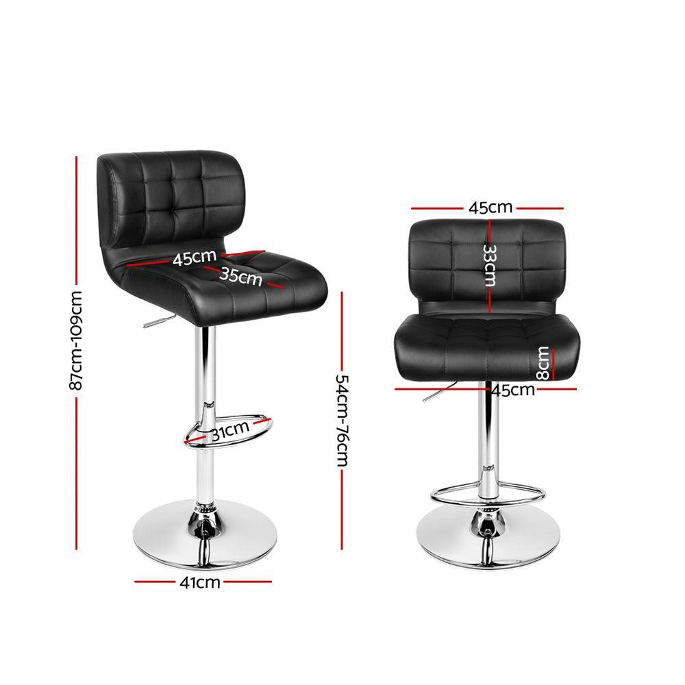 Artiss Set of 2 PU Leather Gas Lift Bar Stools - Black and Chrome - John Cootes