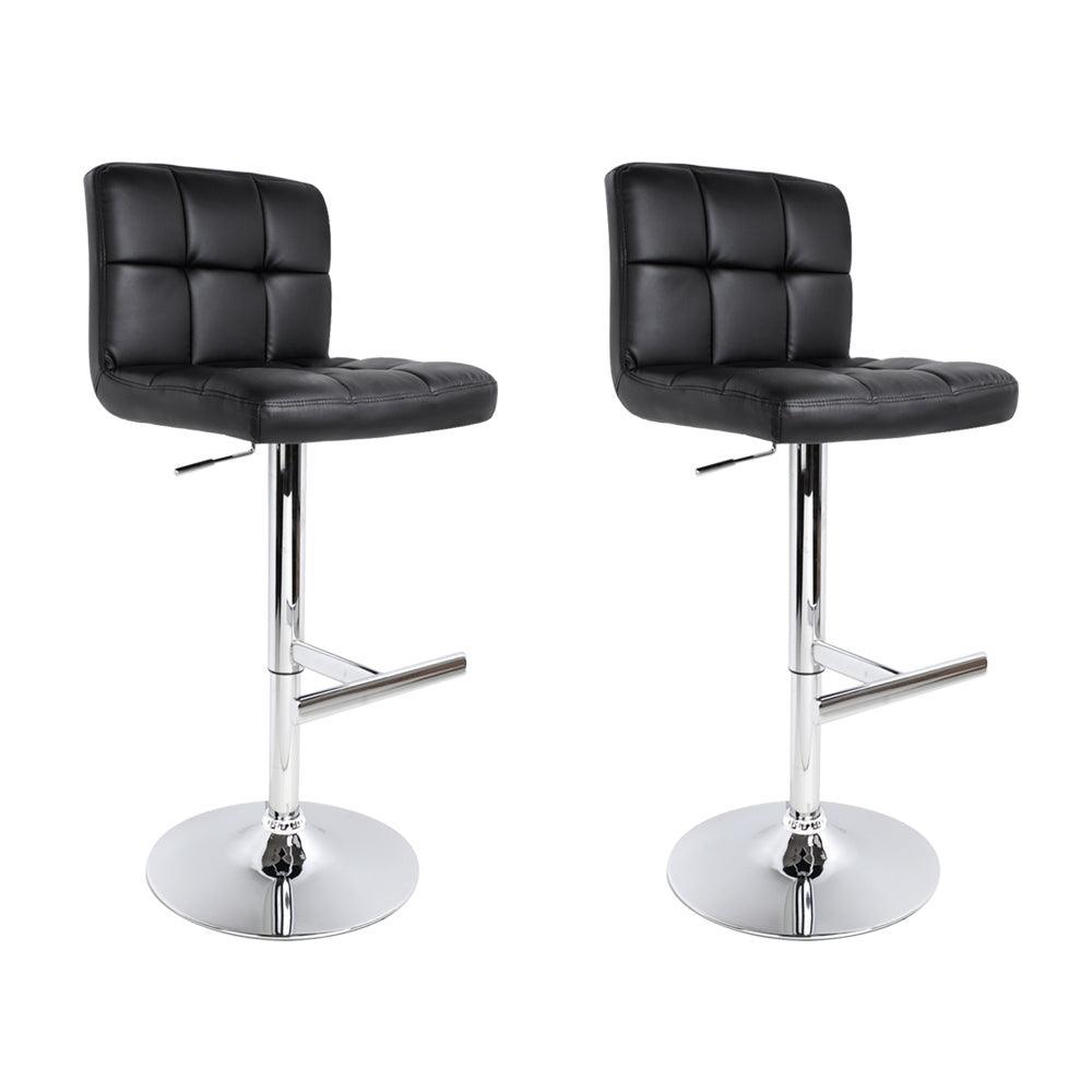 Artiss Set of 2 PU Leather Gas Lift Bar Stools - Black - John Cootes