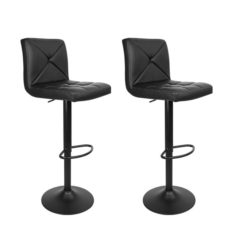 Artiss Set of 2 PU Leather Gas Lift Bar Stools - Black - John Cootes