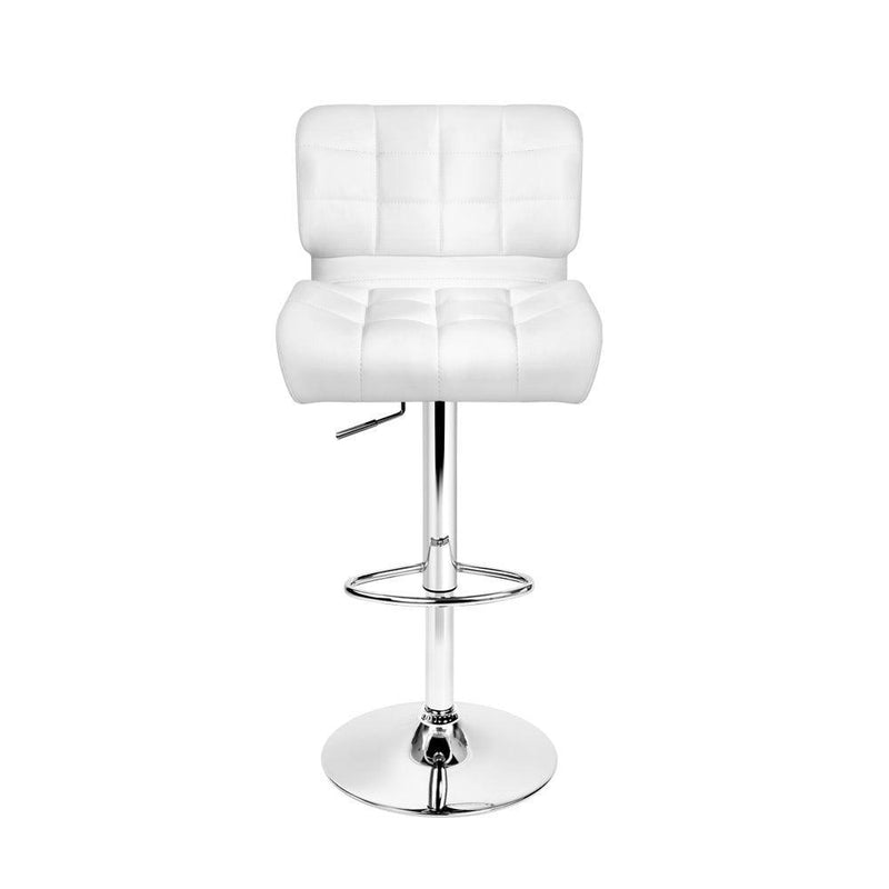 Artiss Set of 2 PU Leather Gas Lift Bar Stools - White and Chrome - John Cootes