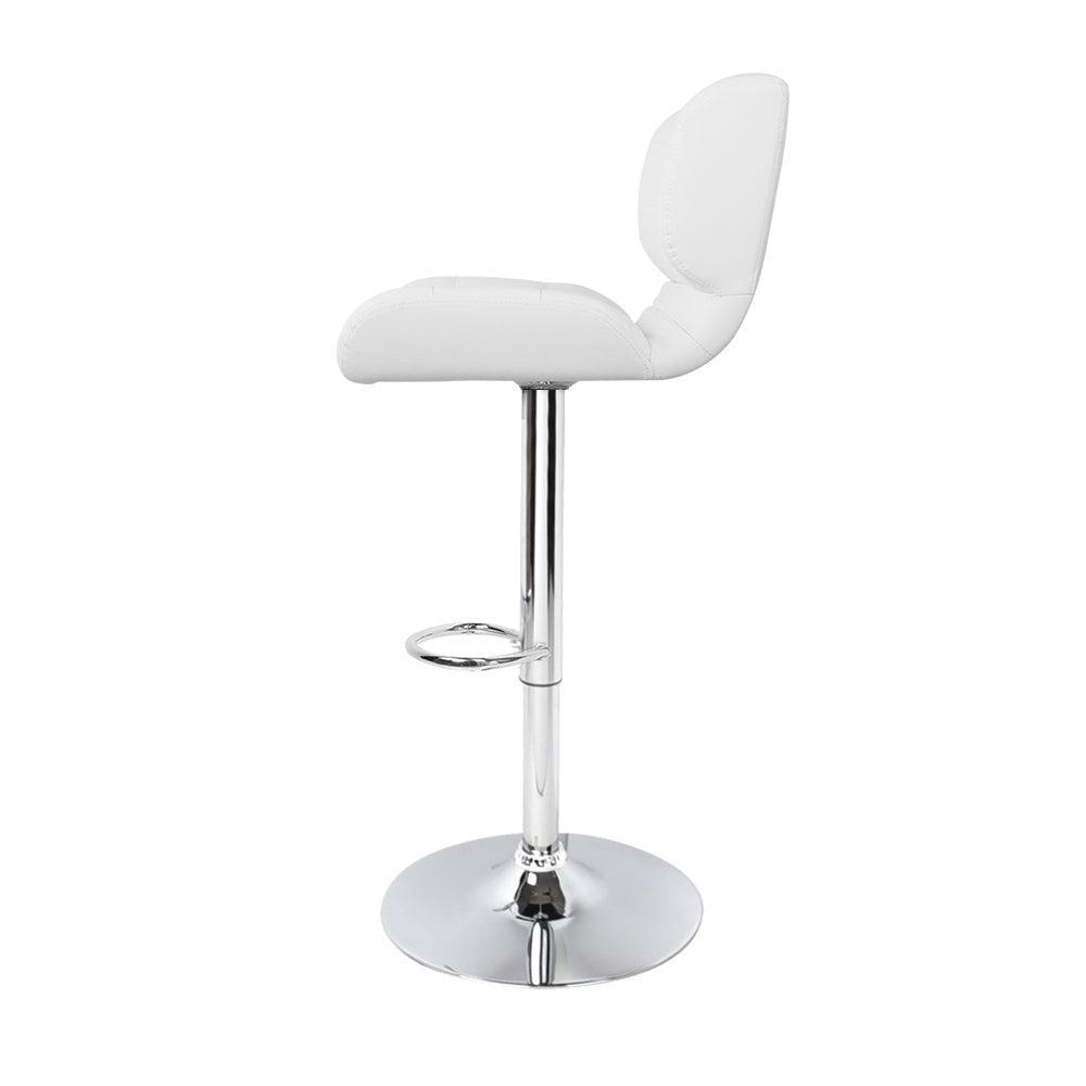 Artiss Set of 2 PU Leather Gas Lift Bar Stools - White and Chrome - John Cootes