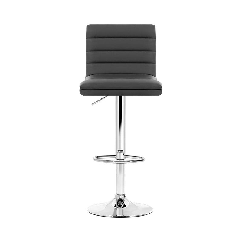 Artiss Set of 2 PU Leather Lined Pattern Bar Stools- Grey and Chrome - John Cootes