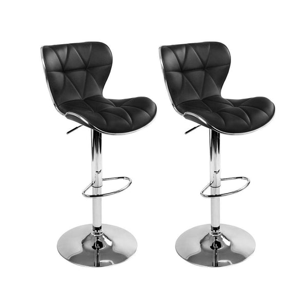 Artiss Set of 2 PU Leather Patterned Bar Stools - Black and Chrome - John Cootes