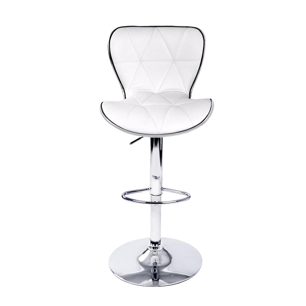 Artiss Set of 2 PU Leather Patterned Bar Stools - White and Chrome - John Cootes