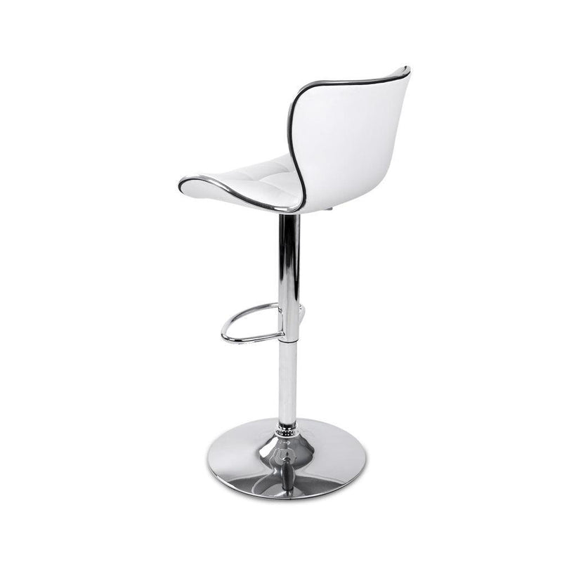 Artiss Set of 2 PU Leather Patterned Bar Stools - White and Chrome - John Cootes