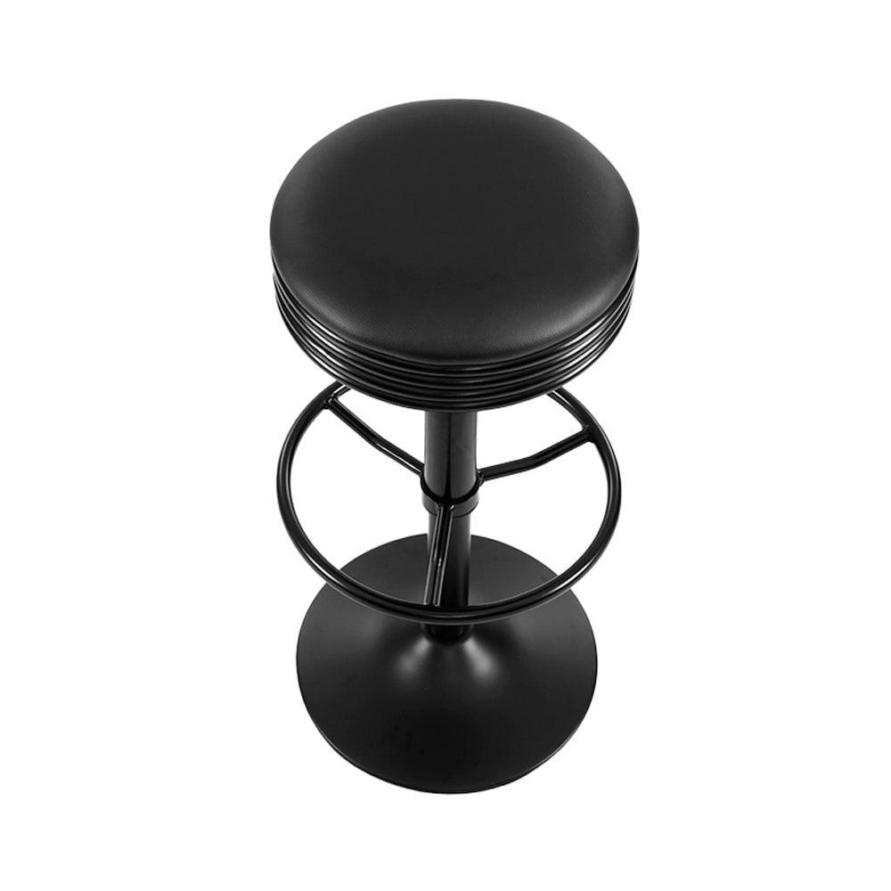 Artiss Set of 2 PU Leather Swivel Backless Bar Stools - Black - John Cootes