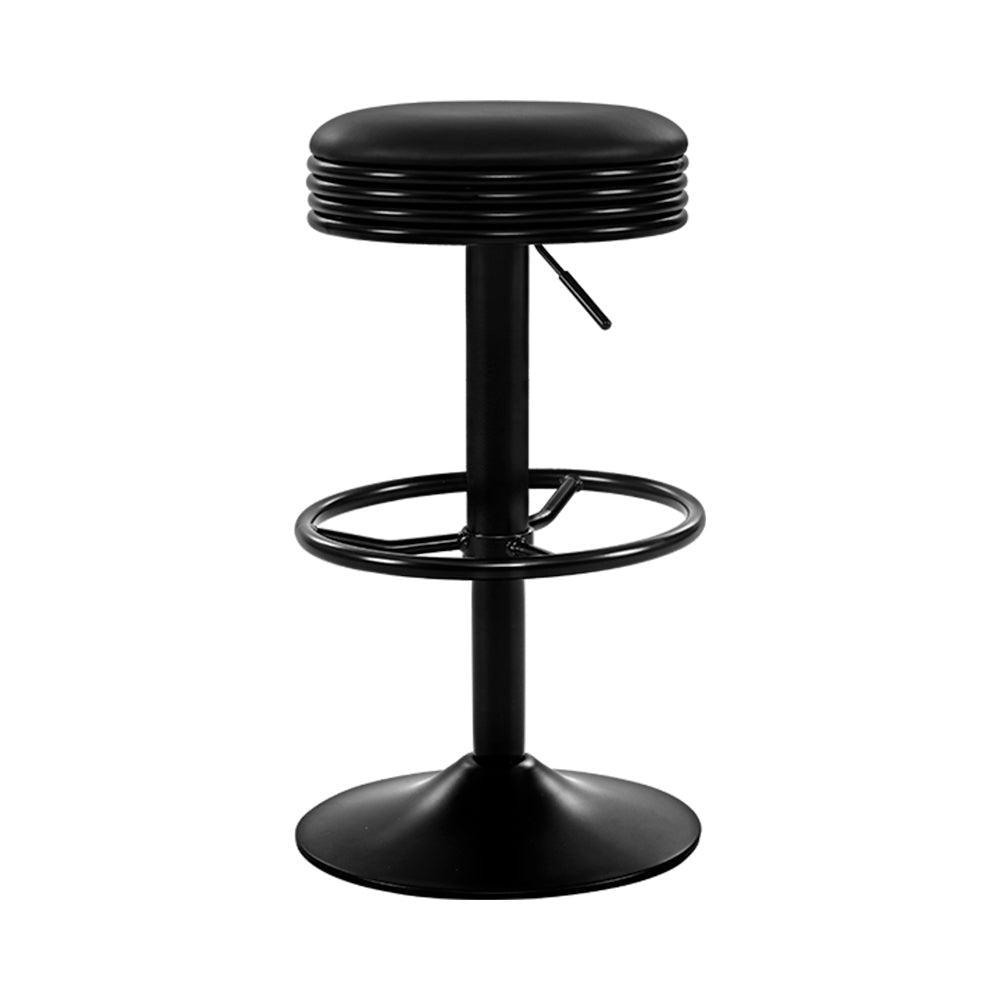 Artiss Set of 2 PU Leather Swivel Backless Bar Stools - Black - John Cootes