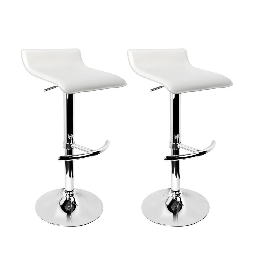 Artiss Set of 2 PU Leather Wave Style Bar Stools - White - John Cootes