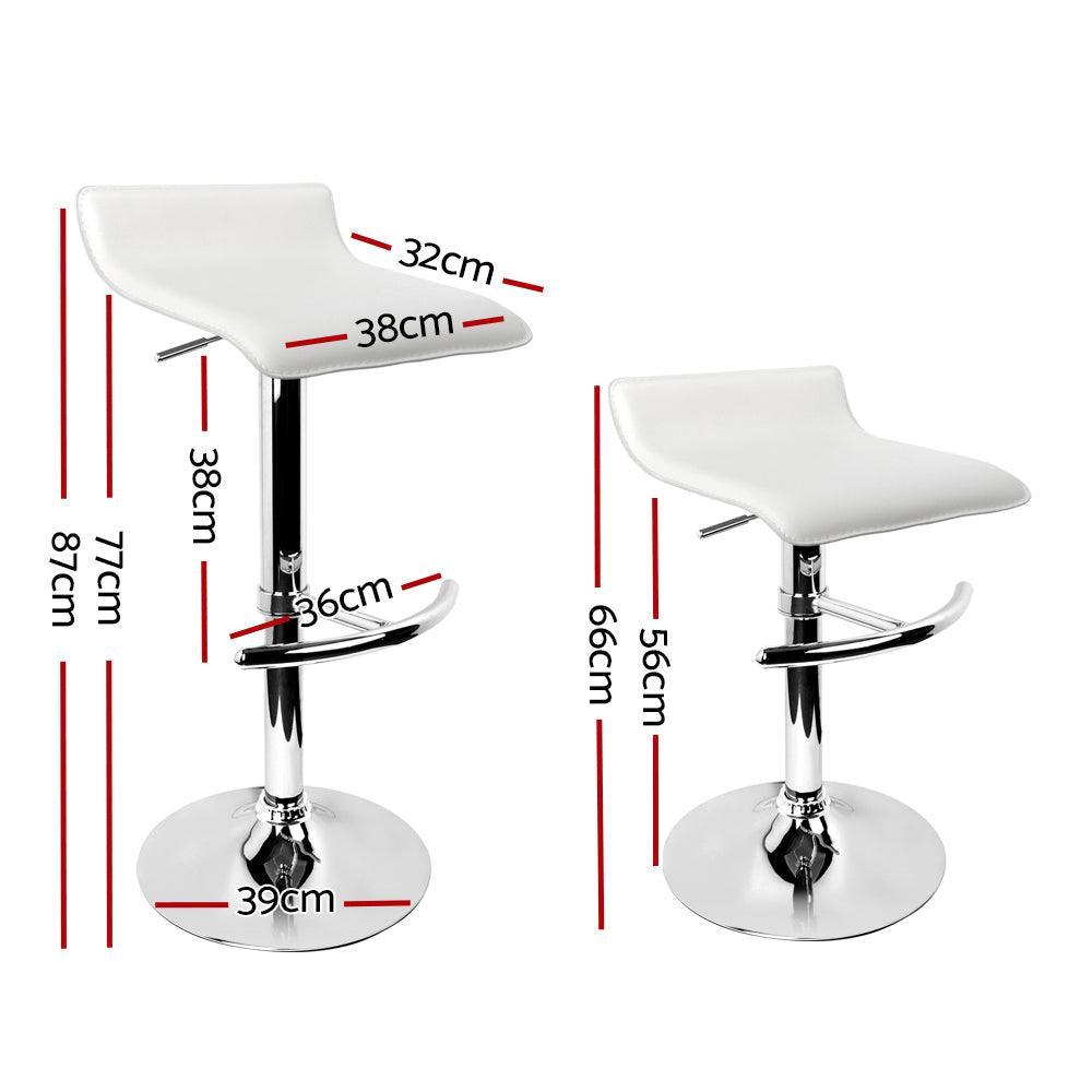 Artiss Set of 2 PU Leather Wave Style Bar Stools - White - John Cootes